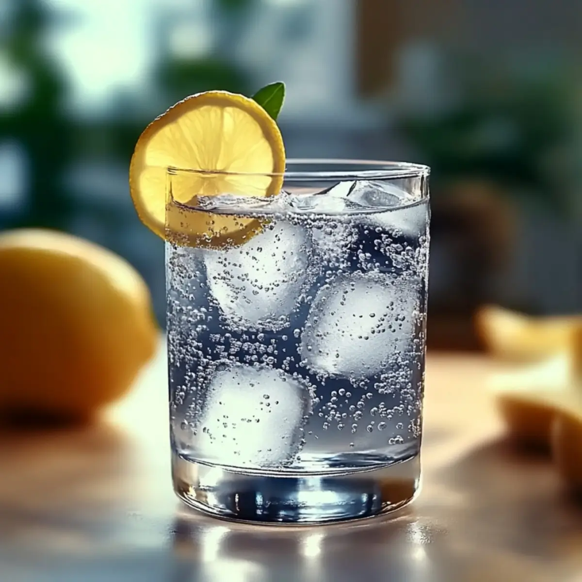 Ice Water Hack For Weight Loss 1 Woman drinking Ice Water Hack For Weight Loss recipe in clear glass with lemon slices and ice cubes on kitchen counter