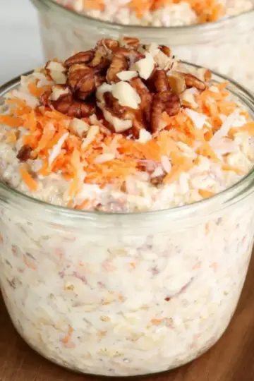 high protein carrot cake overnight oats