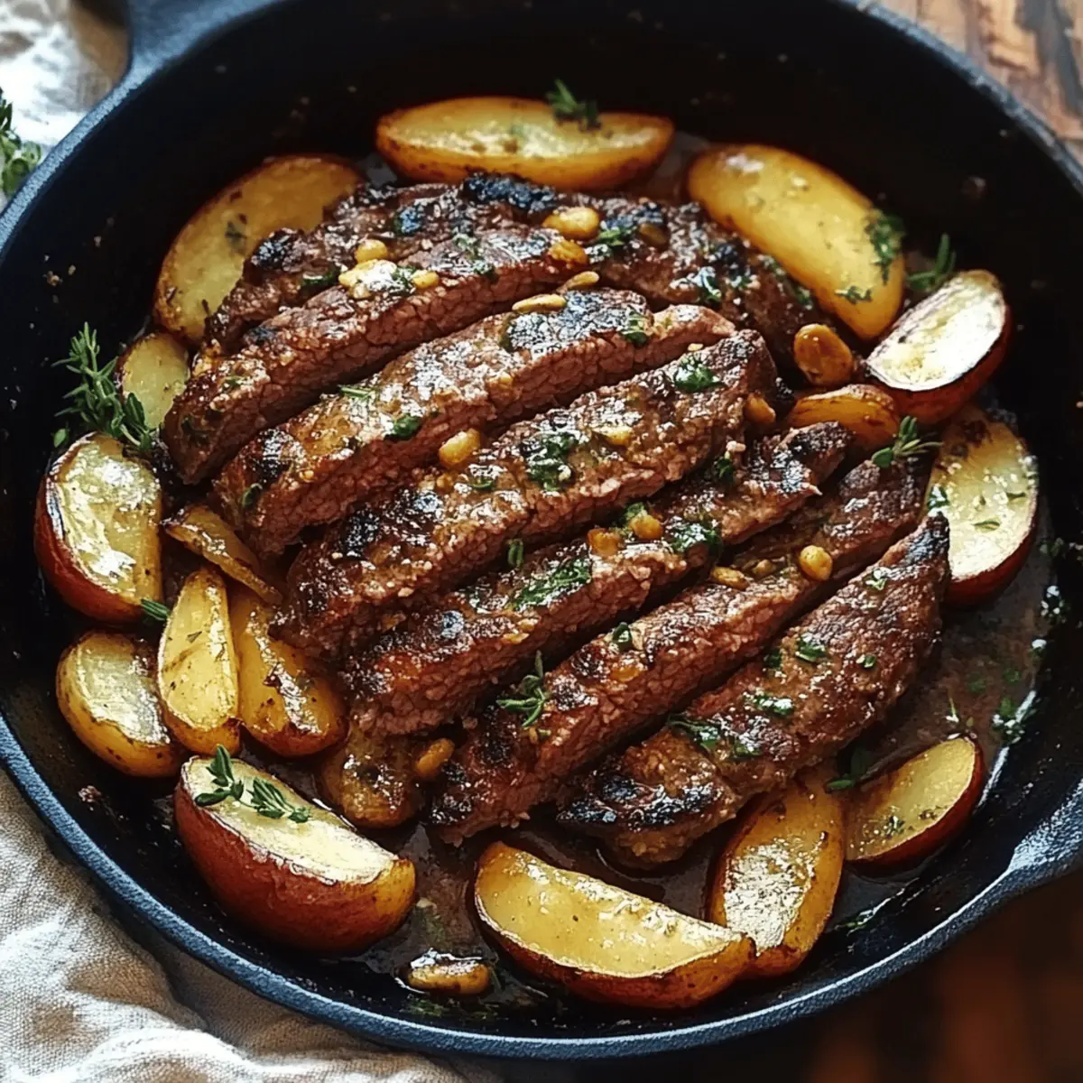 Garlic Butter Steak and Potatoes Skillet