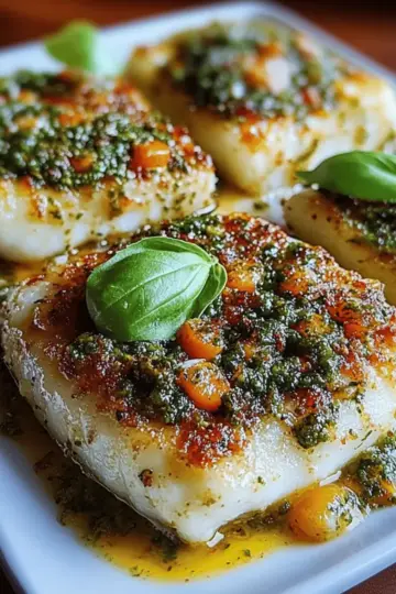 Healthy Pesto Parmesan Baked Cod