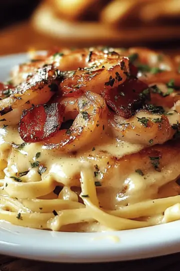 Olive Garden Chicken and Shrimp Carbonara