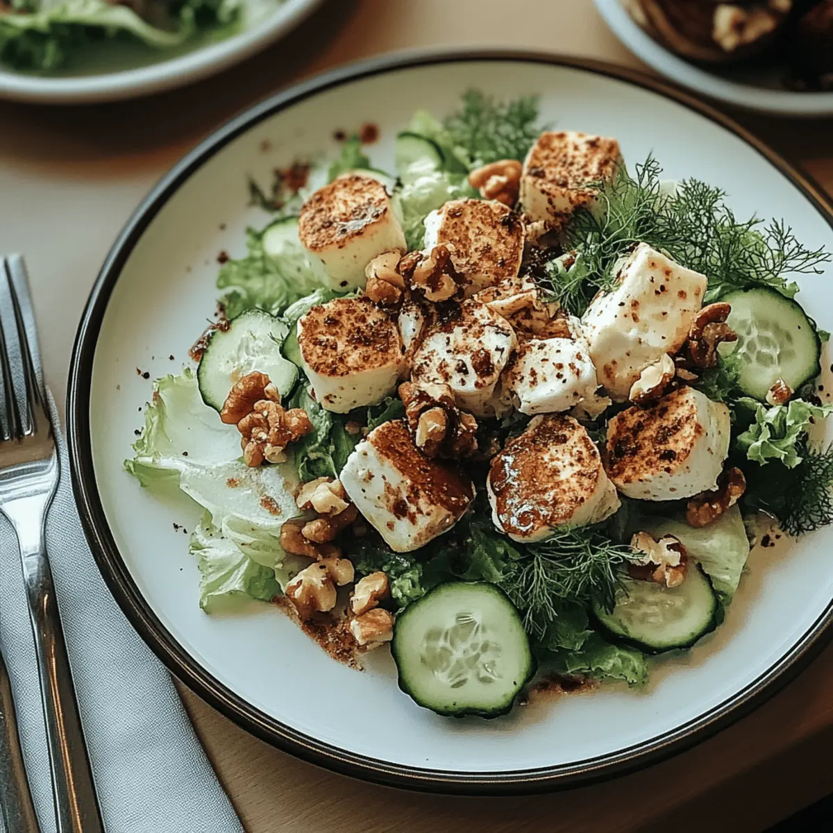 Delicious Crispy Torn Halloumi Salad with Fresh Greens and Zesty Dressing 4 Crispy Torn Halloumi Salad with Fresh Greens and Zesty Dressing