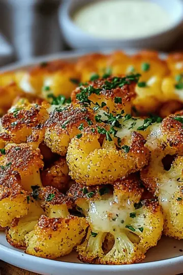 Crispy Baked Cauliflower Bites with Garlic Sauce