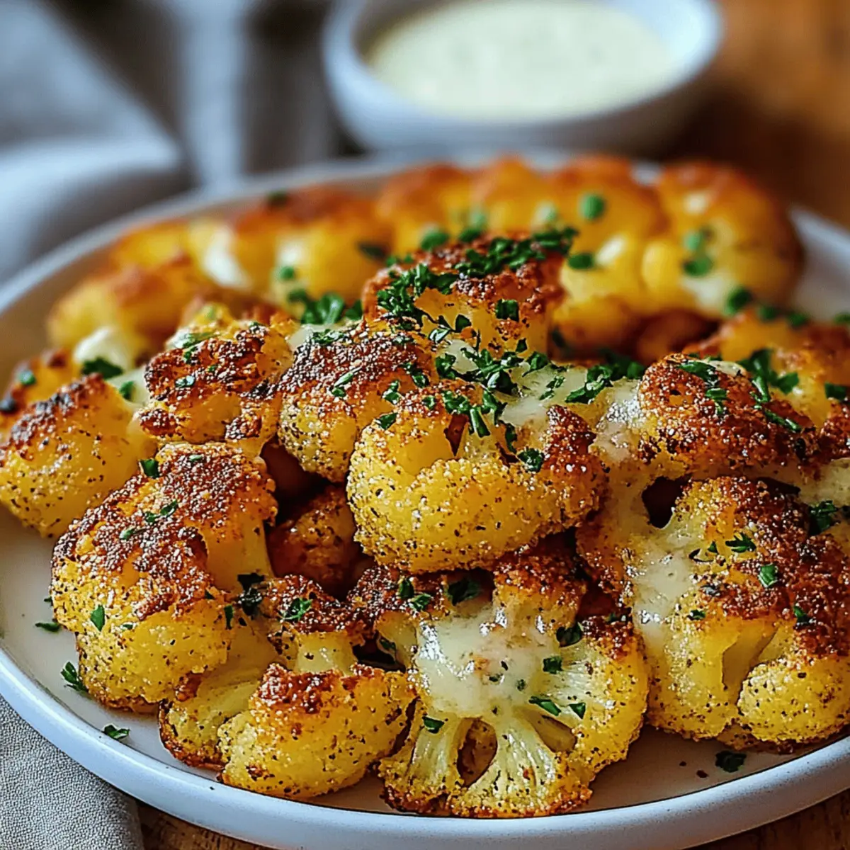Crispy Baked Cauliflower Bites with Garlic Sauce