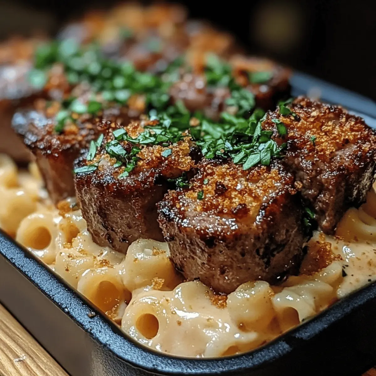 Indulgent Steak Bites with Mac Cheese for Ultimate Comfort 4 Steak Bites with Mac Cheese