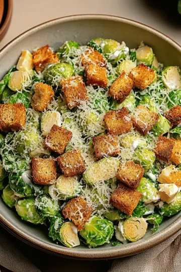 Brussels Sprouts Caesar Salad with Crispy and Fresh Ingredients l9yuca