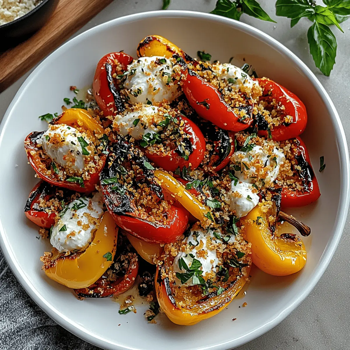 Delicious Grilled Marinated Peppers with Burrata Cheese Bliss 1 Grilled Marinated Peppers with Burrata Cheese and Crispy Breadcrumbs hjgnzf