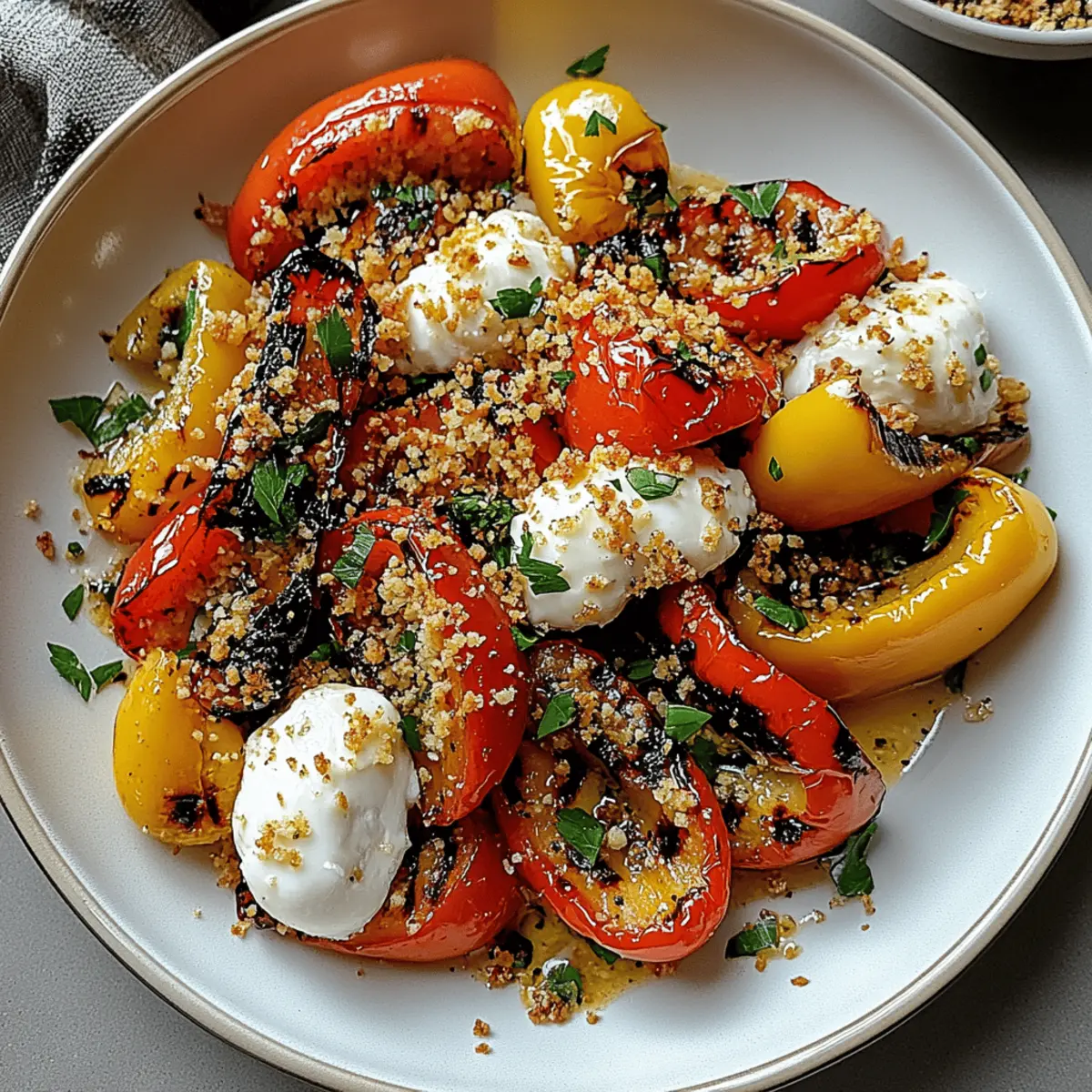 Delicious Grilled Marinated Peppers with Burrata Cheese Bliss 4 Grilled Marinated Peppers with Burrata Cheese and Crispy Breadcrumbs