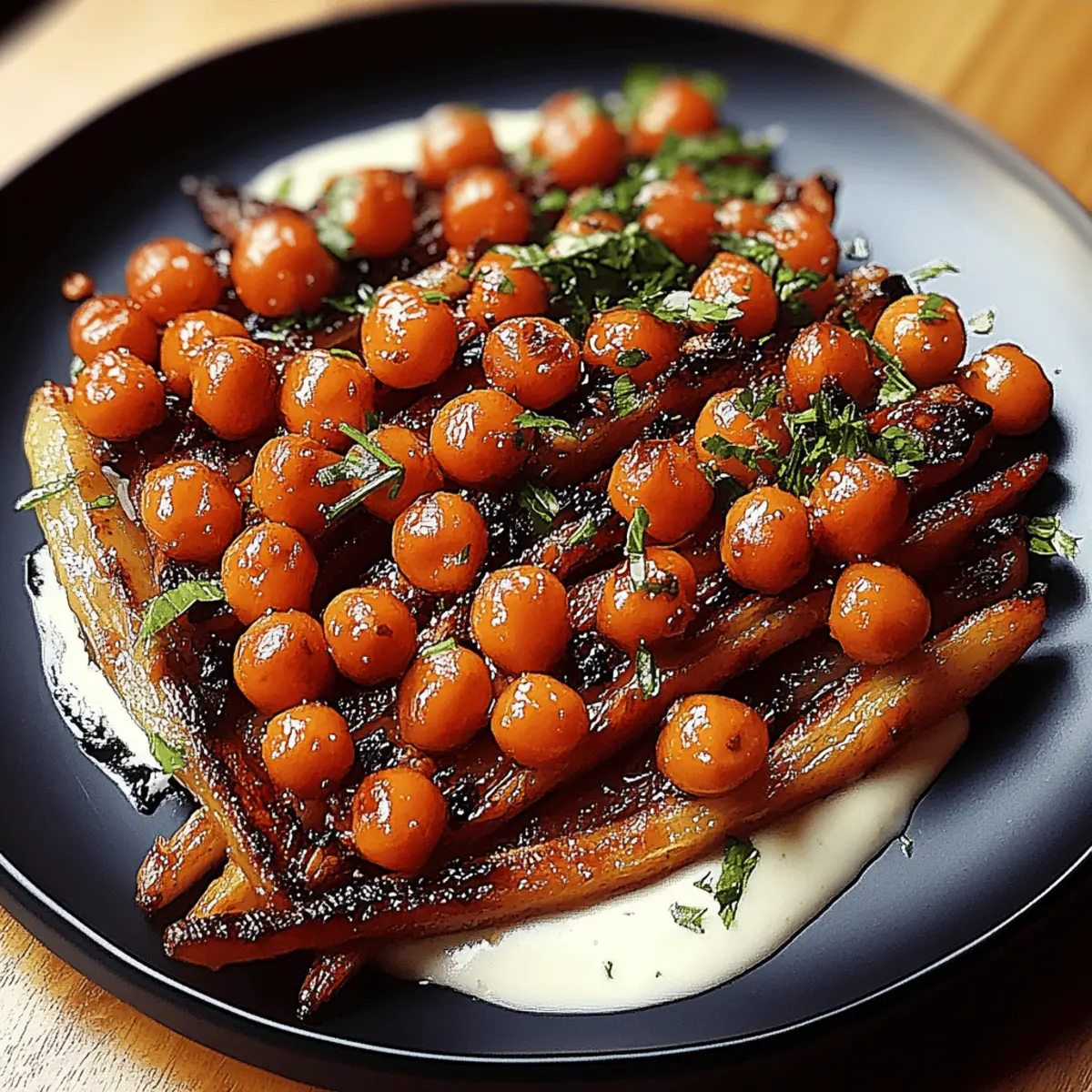 Delicious Spicy Maple Roast Carrots with Crispy Chickpeas 4 Spicy Maple Roast Carrots with Crispy Chickpeas and Yogurt Sauce