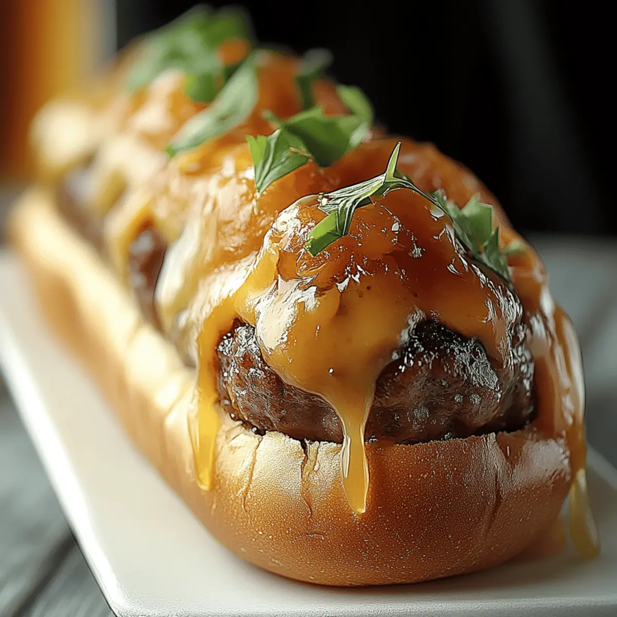 Indulgent Bourbon BBQ Bacon Cheeseburger Meatball Subs 3