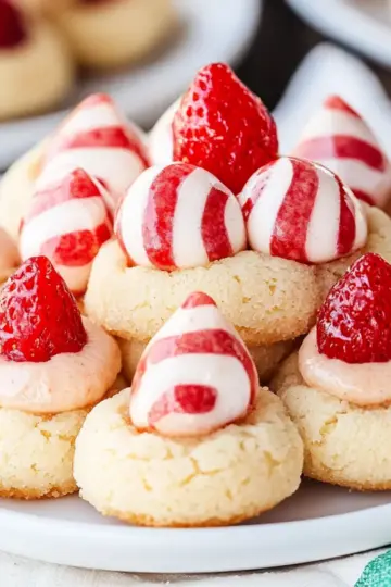 Candy Cane Kiss Cookies