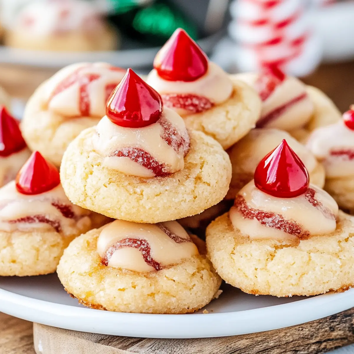Candy Cane Kiss Cookies
