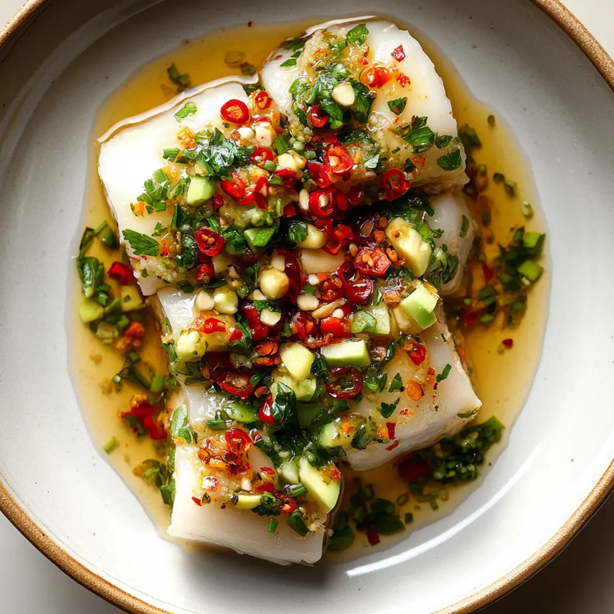 Chinese Steamed Cod Fish with Ginger Scallion Sauce