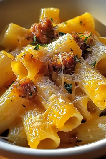 Creamy Rigatoni with Butternut Squash and Spicy Sausage