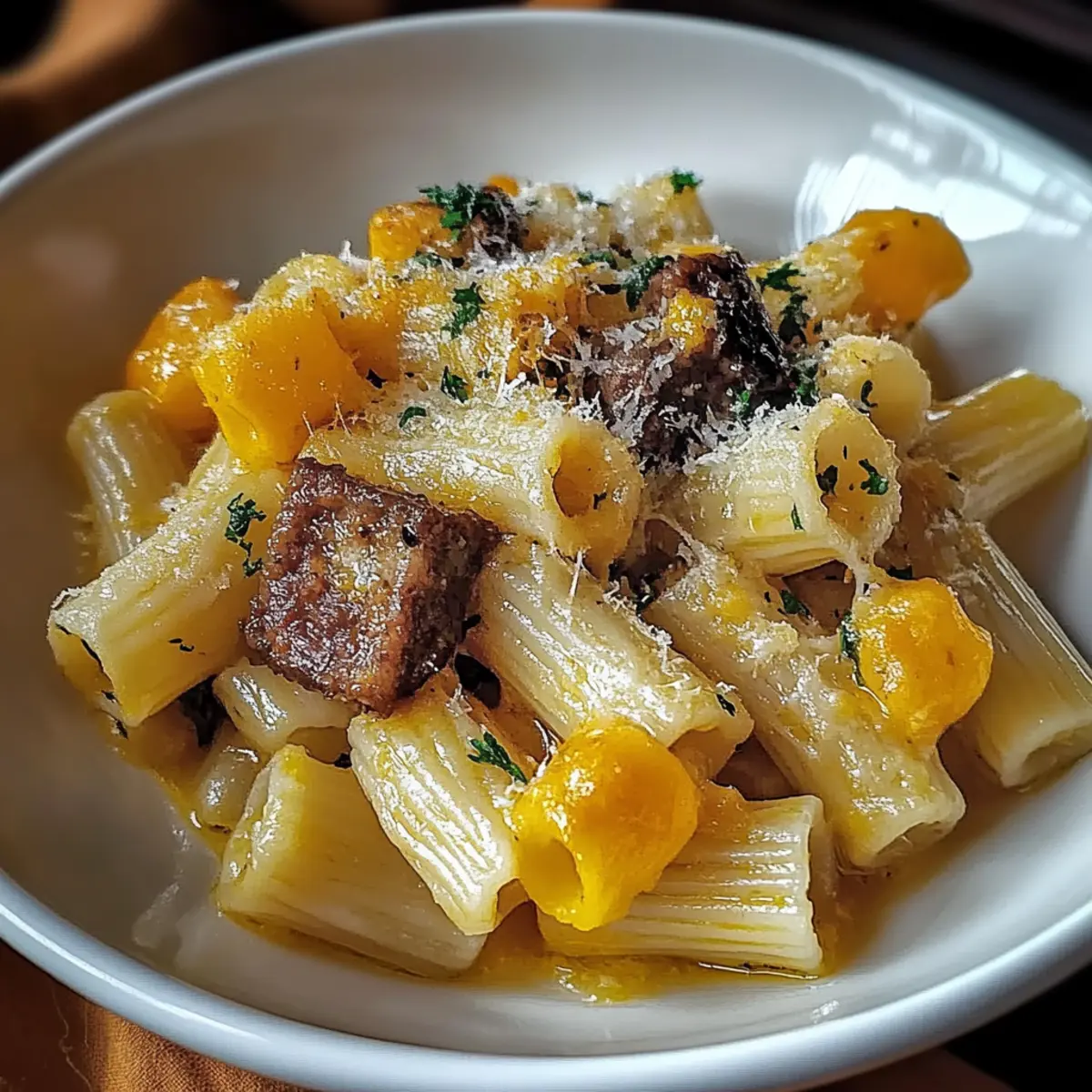 Creamy Rigatoni with Butternut Squash and Spicy Sausage