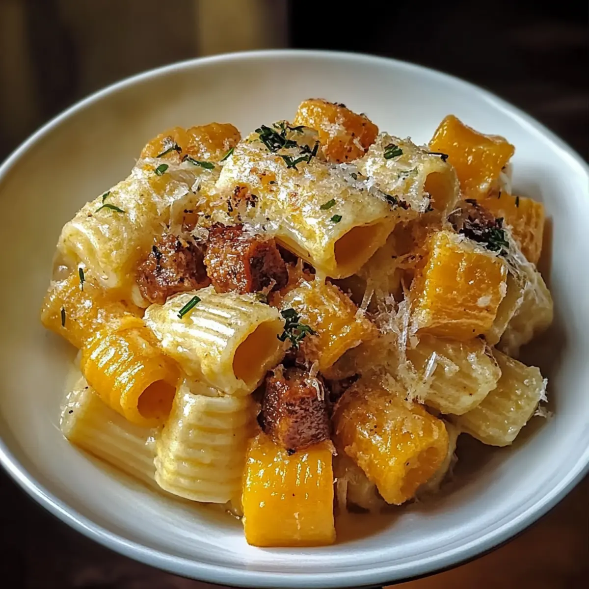 Creamy Rigatoni with Butternut Squash and Spicy Sausage