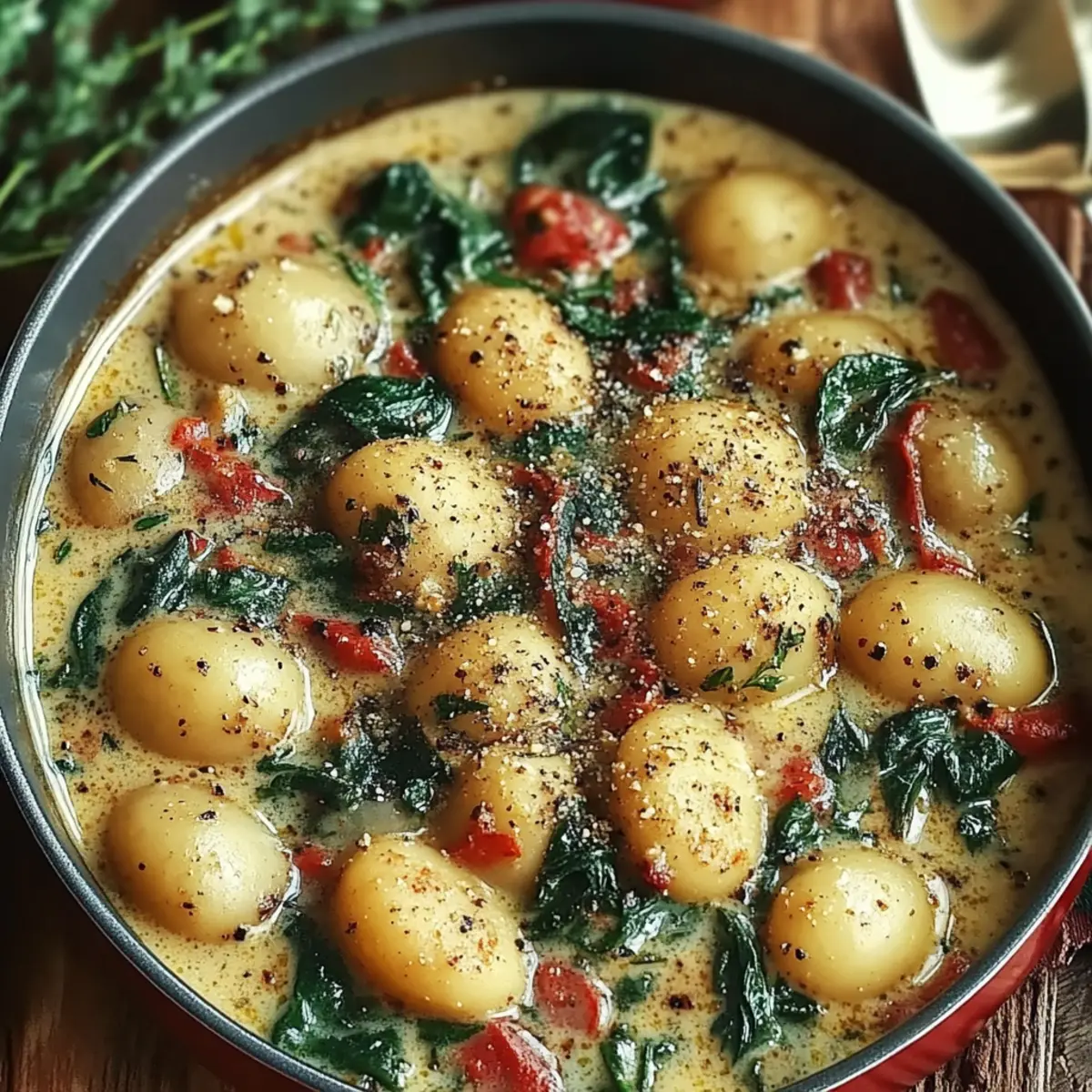 Creamy Spinach and Mushroom Gnocchi