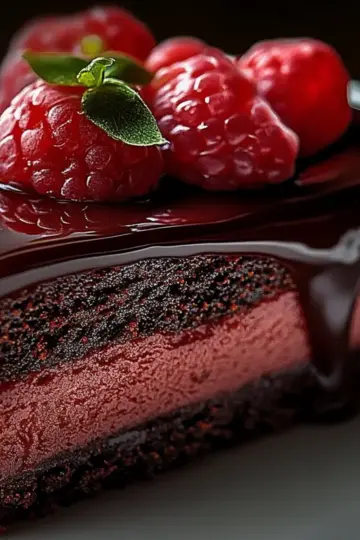 Dark Chocolate Raspberry Cheesecake