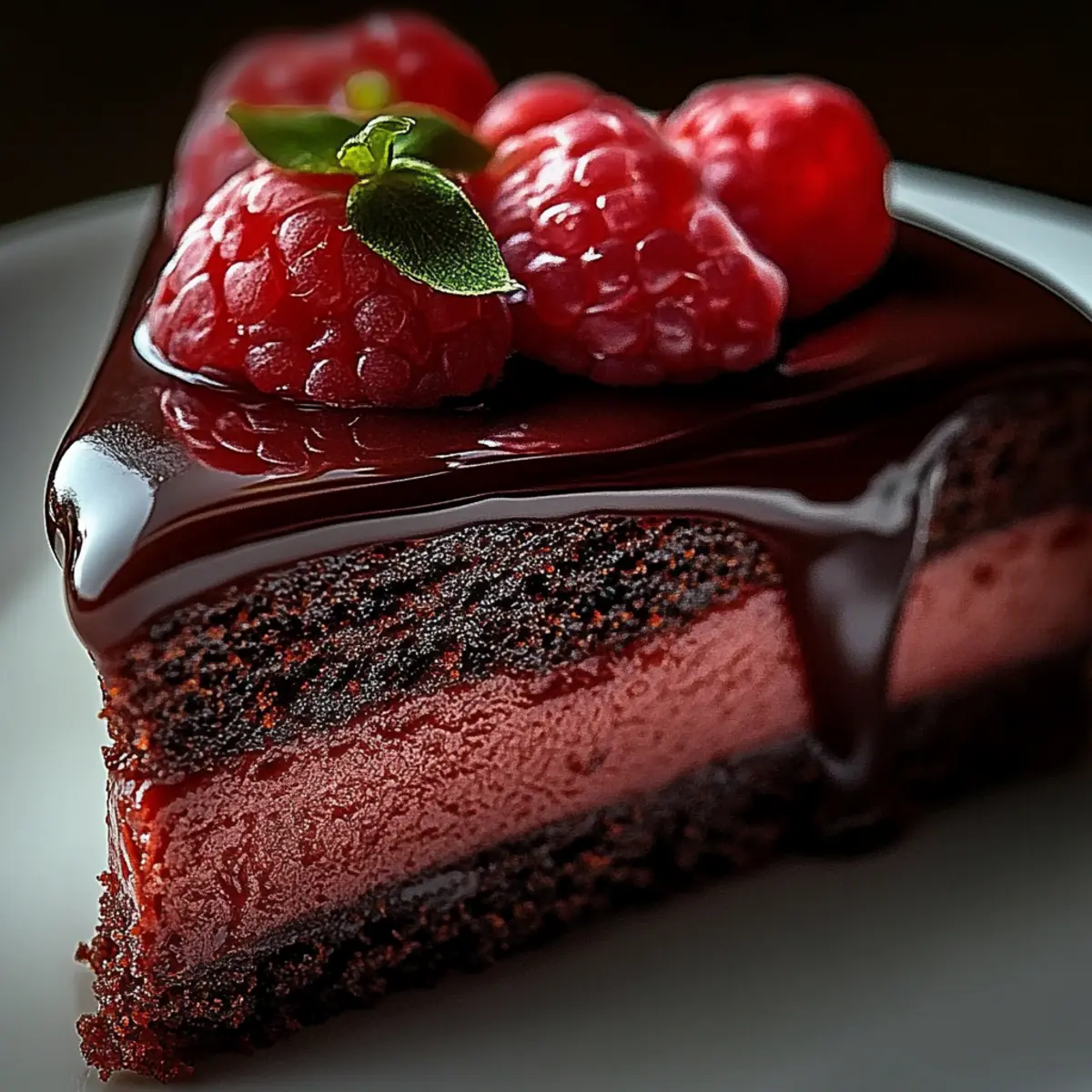 Dark Chocolate Raspberry Cheesecake