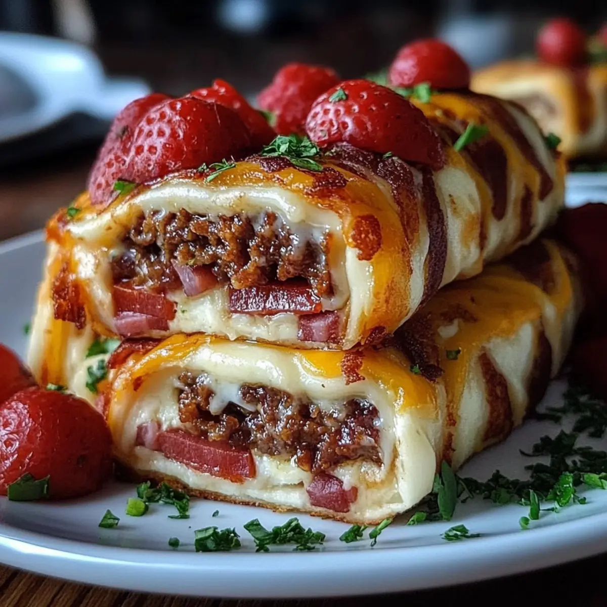 Garlic Butter Bacon Cheeseburger Rollups