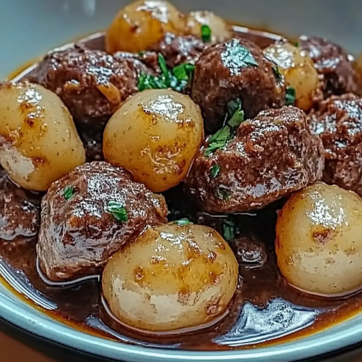 Garlic Butter Beef Bites Potatoes