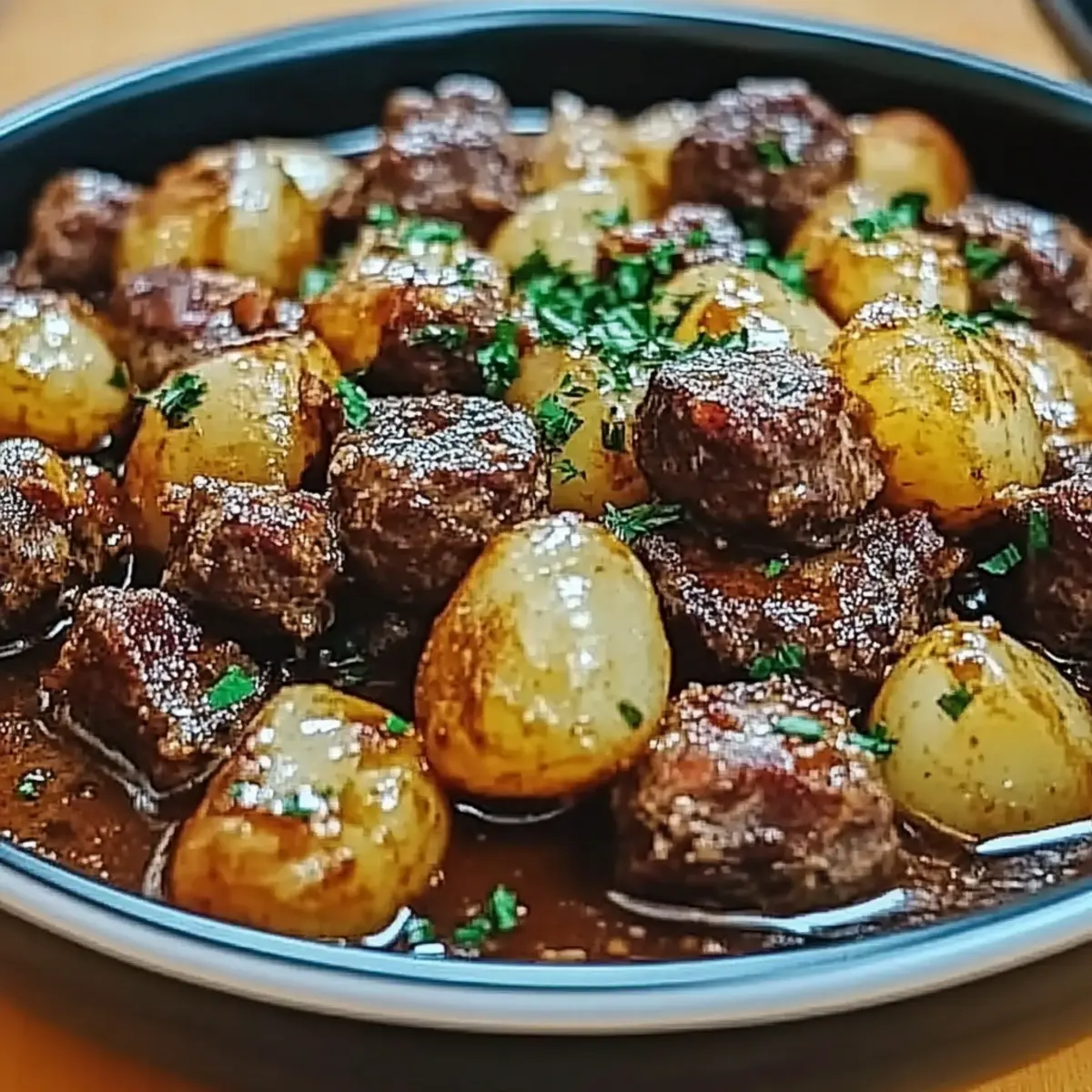 Garlic Butter Beef Bites Potatoes