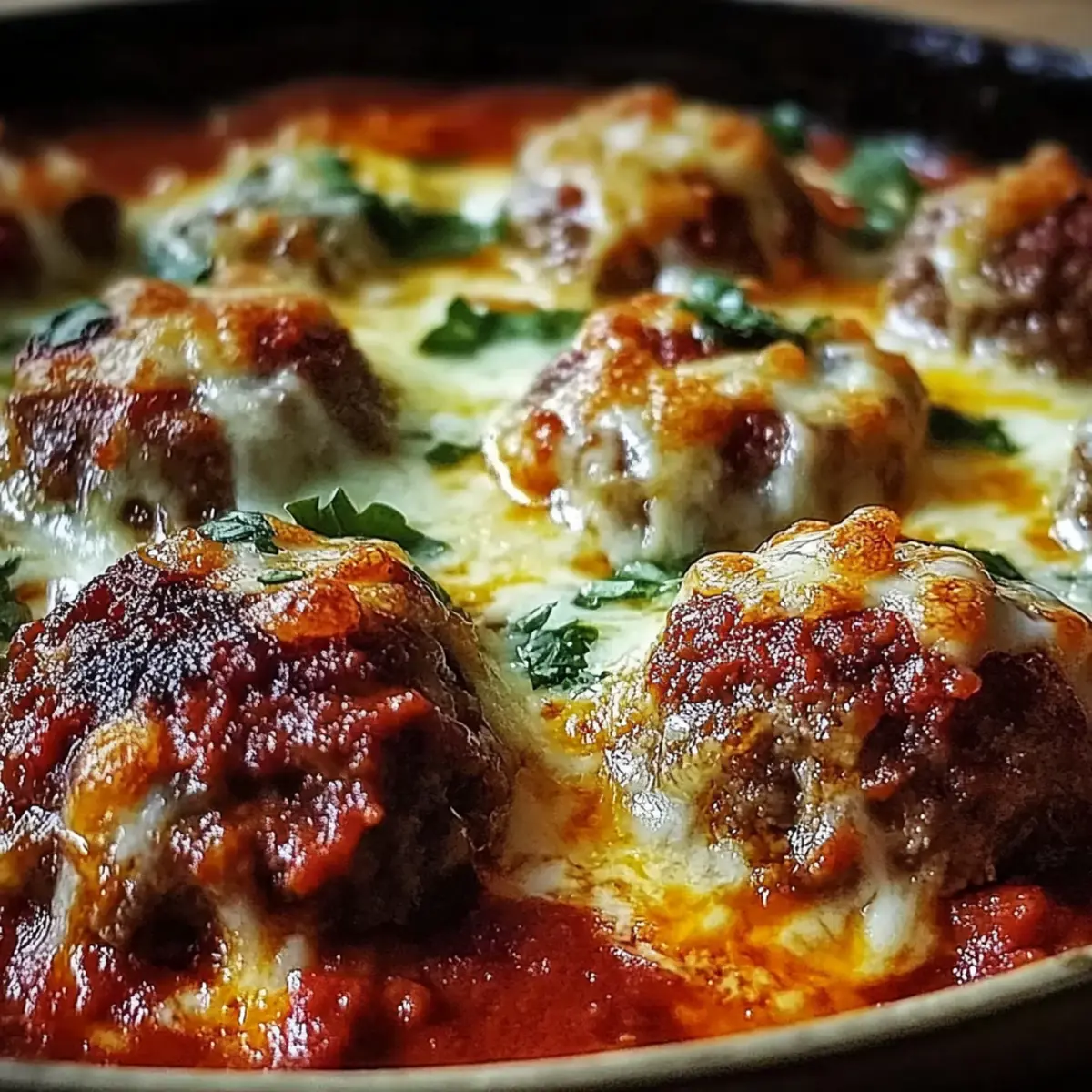 Keto Meatball Parmesan Casserole