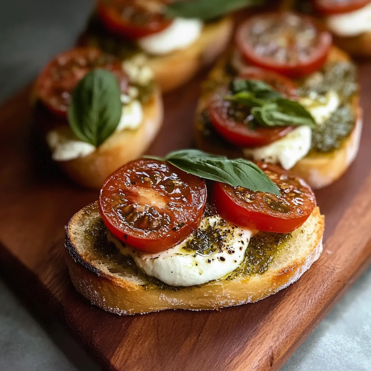 Pesto Tomato Mozzarella Crostini