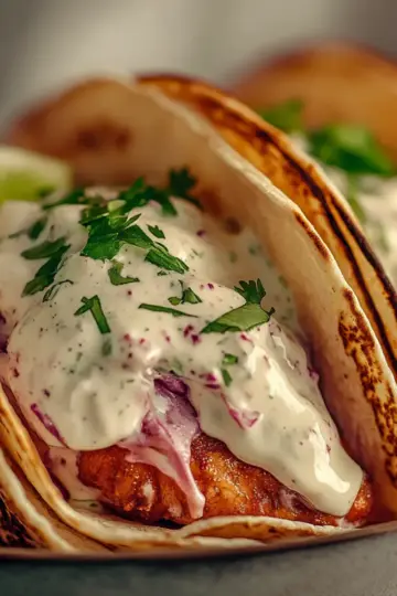 Salmon Tacos with Slaw and Lime Crema