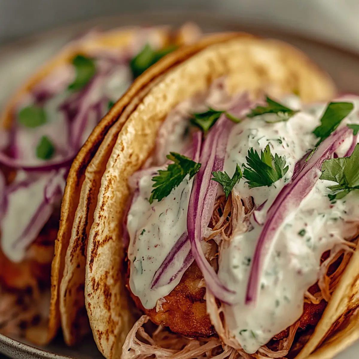 Salmon Tacos with Slaw and Lime Crema