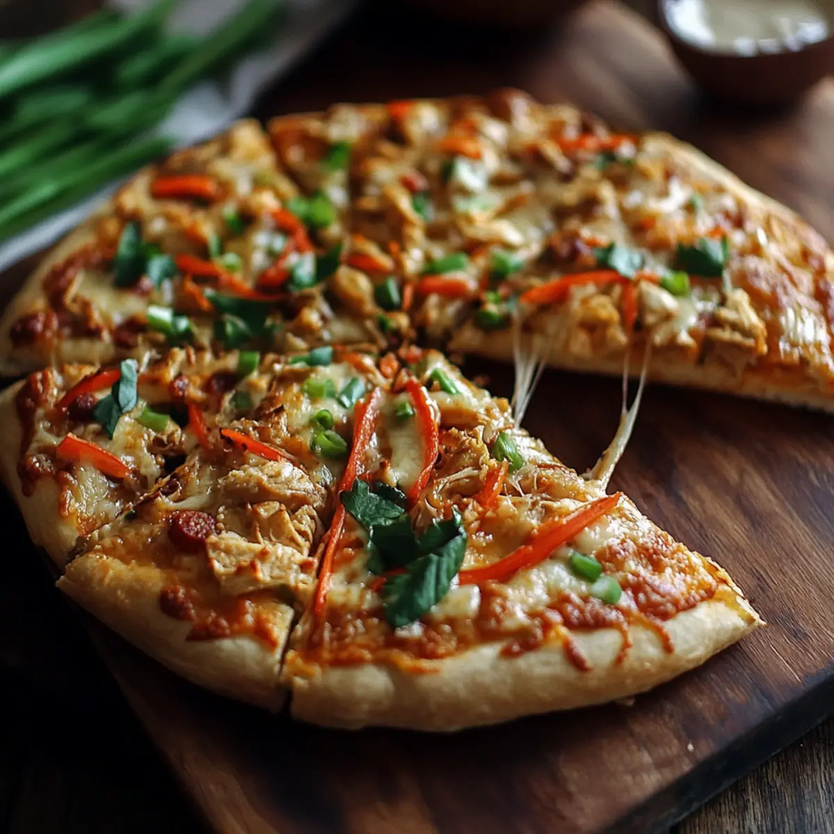 Thai Chicken Pizza with Peanut Sauce