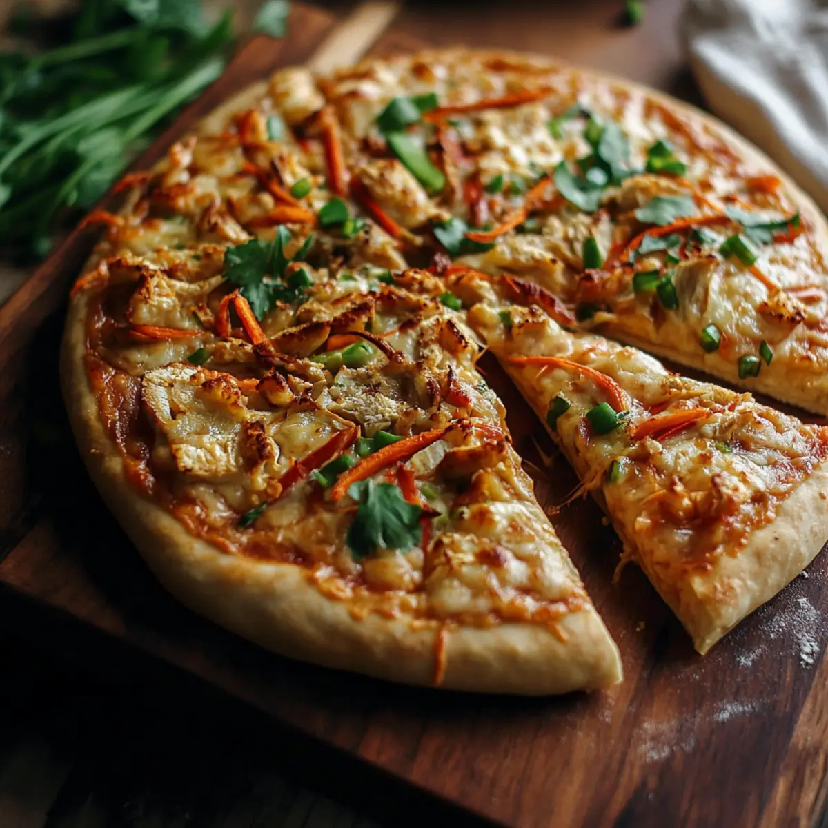 Thai Chicken Pizza with Peanut Sauce
