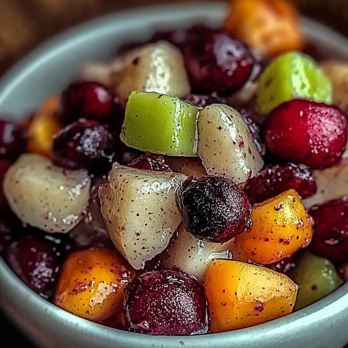 Winter Fruit Salad with Cinnamon Vanilla Dressing