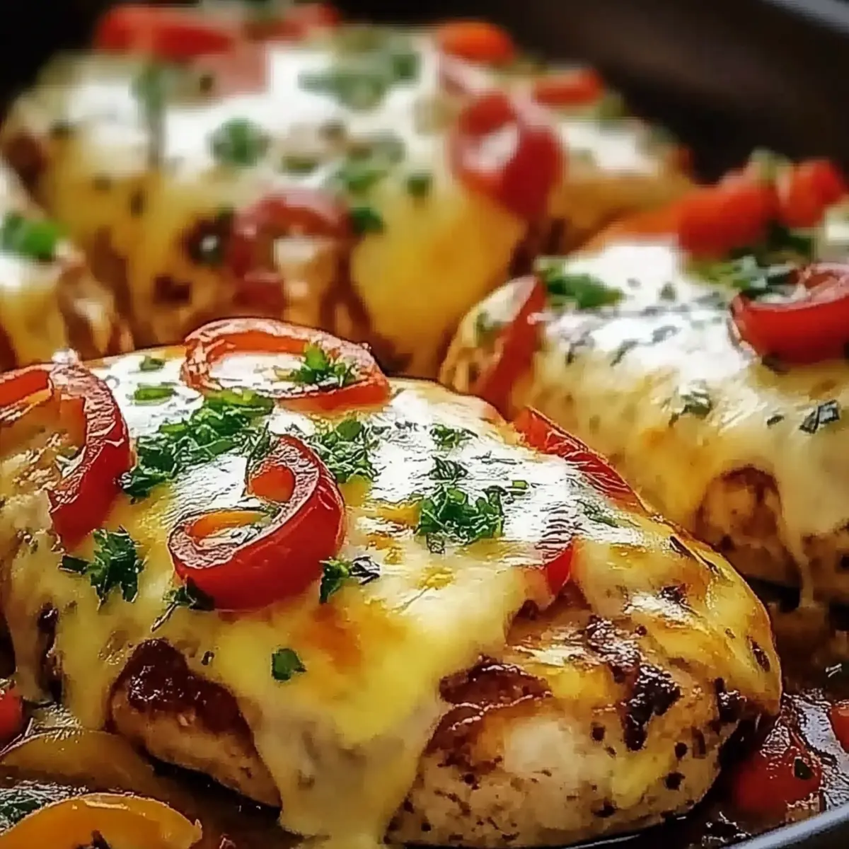 Cheesy Baked Chicken Breast and Peppers