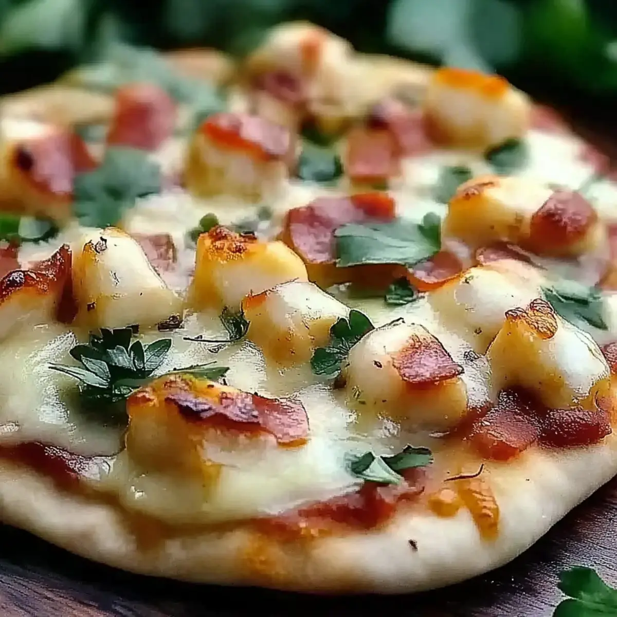 Chicken Bacon Ranch Naan Bread Pizza