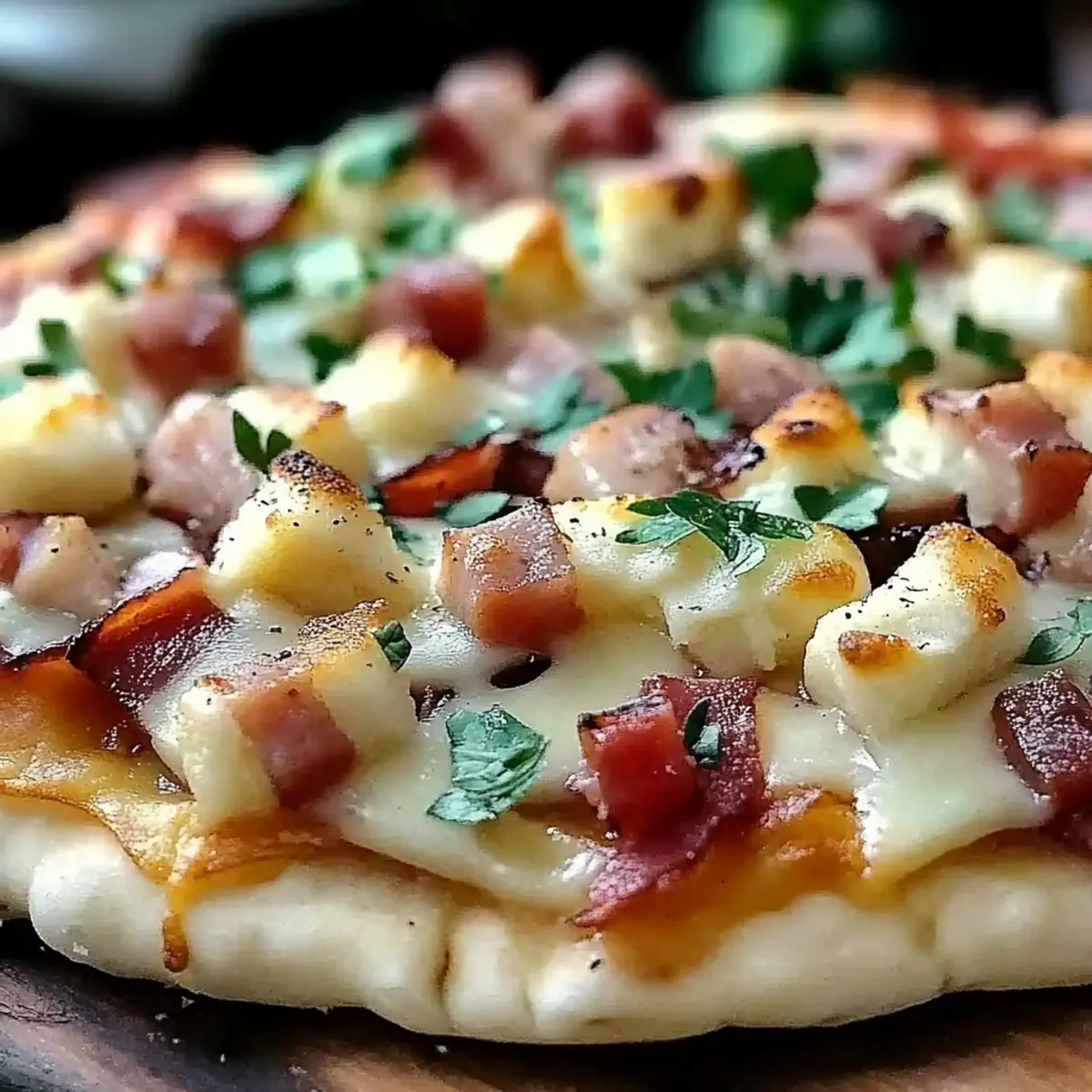 Chicken Bacon Ranch Naan Bread Pizza