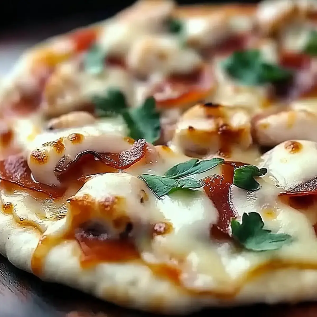 Chicken Bacon Ranch Naan Bread Pizza
