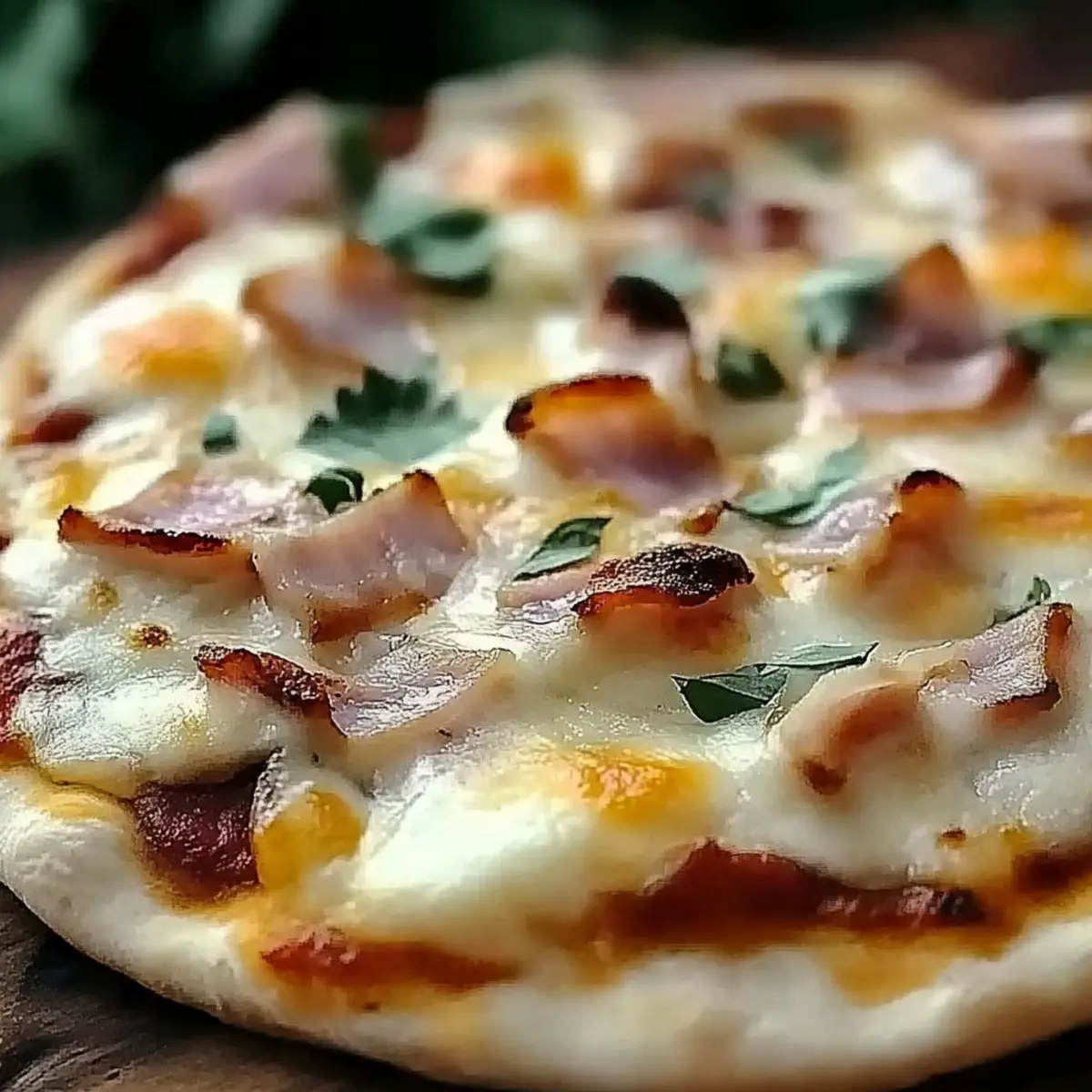 Chicken Bacon Ranch Naan Bread Pizza